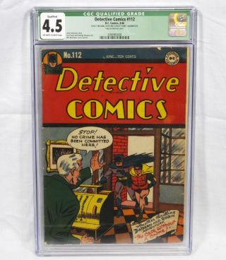 Dc Detective Comics 112 Cgc 4.  5 Ow/w Pages Batman Schwartz Swan Mortimer 1946