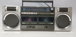 Vintage Montgomery Ward Jsa 39505 Radio Double Cassette Recorder Am/fm Boombox