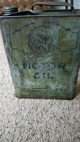 Vintage 1917 Meteor? Empty Gallon Motor Oil Can West Allis,  WI 2