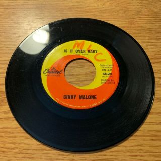 Northern Soul Popcorn 45 Cindy Malone Is It Over Baby Capitol 5629 Vg,