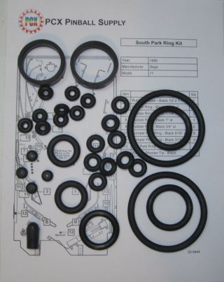 1999 Sega South Park Pinball Machine Rubber Ring Kit - Basic Ring Kit