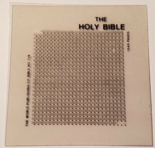 Holy Bible Vintage Microfilm (printed At A Ratio Of 62,  500 To 1)