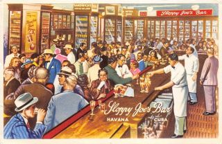 Havana Cuba 1950s Postcard Sloppy Joes Bar Bartender Drinks