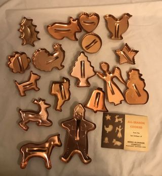 17 Piece Copper Colored Cookie Cutters Mirro Aluminum Company With Receipe Book 2