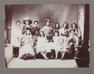 C1910 Large Cabinet Photo Boston Theater Group In Costume Black Face