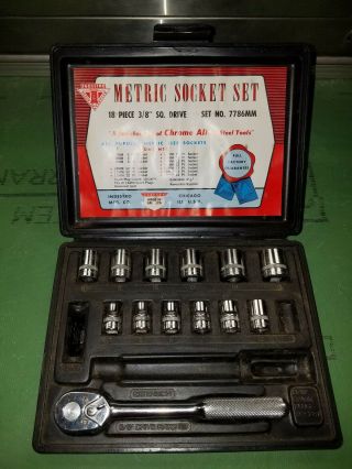 Vintage Indestro 3/8 Socket Set Metric Ratchet