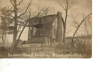 Rppc Newaygo Lakes,  Mi Summer Home Of Dr Strong Stone Architecture 1910 283