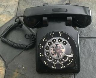 Vintage Western Electric Black Rotary Phone 1970 With Cord