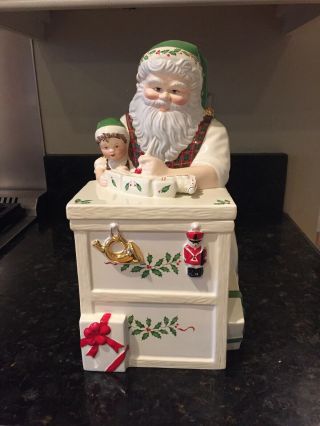 Lenox Santa Work Bench Cookie Jar Christmas Santa 