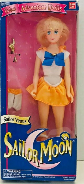 Sailor Moon Deluxe Adventure Dolls Sailor Venus 11.  5 " Doll Bandai 1995