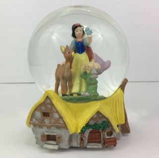 Disney Snow White Musical Snowglobe Dwarf Dopey Deer Retired Collectible Yellow