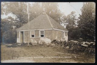 Warren,  Conn.  C.  1929 Rppc.  View Of Old School House Built In 1793