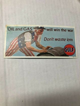 Gulf Gas Oil Advertising Ink Blotter Uncle Sam Gasoline World War Ii