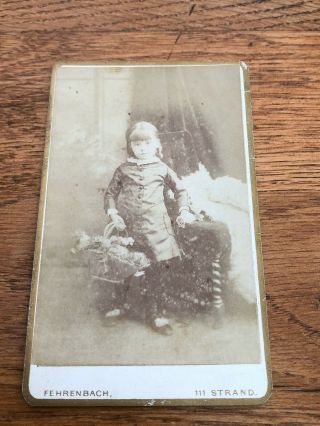 Victorian Photo Of A Little Girl With A Basket Of Flowers Fehrenbach - London