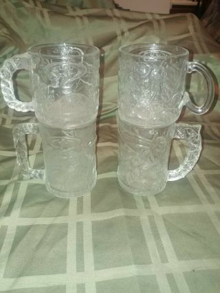 Mcdonalds Batman Forever Glass Cups Mugs - Complete Set Of 4 1995 Dc Comics