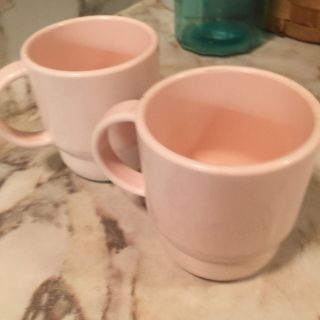 Tupperware Pale Pink Stackable Coffee Mugs Set Of Two