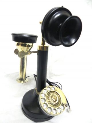 Antique / Vintage Look Black Brass Candlestick Telephone Rotary Dial