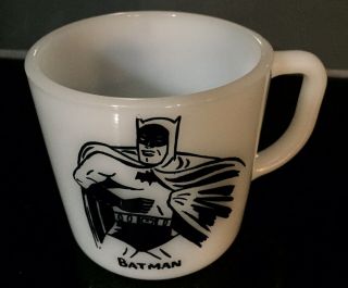 Vintage 1966 Westfield Batman White Milk Glass Coffee Cup