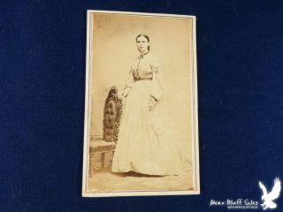 Great Civil War Era Cdv Portrait Woman Wonderful Gown Lovely