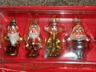 Disney Store Snow White & 7 Dwarfs Blown Glass Christmas Ornament Set 2