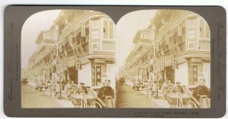 Stereoview - Street Of Tea Houses Shanghai China By Excelsior Stereoscopic