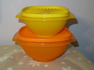 Tupperware Servalier Bowls Set Of 2 Yellow Orange