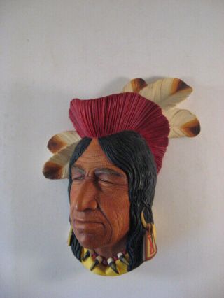 Vintage Bossons England Indian Chief Tecumseh Shawnee Head Wall Bust