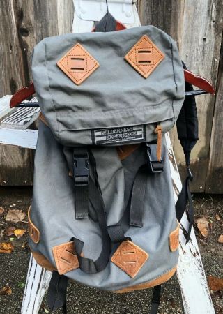 Vintage Wilderness Experience Backpack Klettersack Suede Leather Bottom