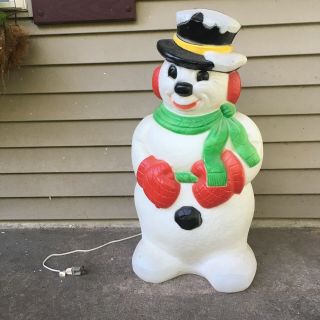 31” Vintage Christmas Plastic Lighted Snowman Blow Mold