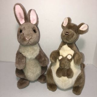 Gund Classic Pooh 10” Kanga And Roo Plush & 12” Rabbit Disney