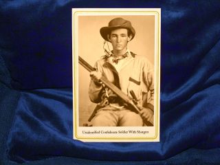 Johnny Reb Unidentified Confederate Cabinet Card Photo W/ Shotgun Cdv Civil War