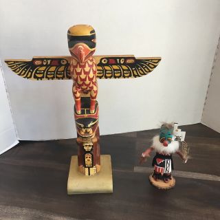 Vtg Handmade Southwest Native American Totem & Oko Kachina Doll