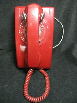 Vintage Red Stromberg Carlson Wall Mounted Rotary Phone Un -