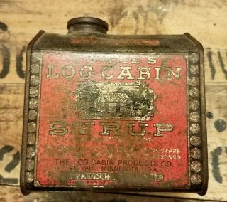 Vintage Towles Log Cabin Syrup Tin Bank