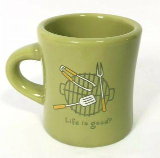 Life Is Good Coffee Mug Cup Green With Grill Cooking Home