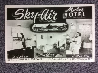 Sky Air Motor Hotel Rppc Los Angeles Ca Real Photo Postcard Motel