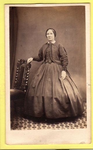 Victorian Cdv - Lady Wearing Crinoline Dress - Bates - London
