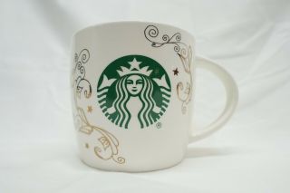 Starbucks 14oz Ceramic Coffee Tea Mug Cup White Swirl Siren Mermaid