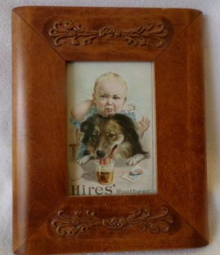 The Charles E Hires Co,  Rootbeer Trading Card In A Hand Carved Wooden Frame
