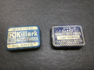 Vintage G & G/ Killark Specialty Mfg.  York Emergency Auto Fuse Tin (2)