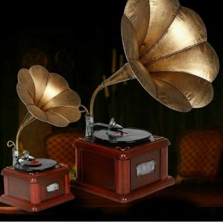 Retro Phonograph Model Vintage Record Player Antique Gramophone Home Decor
