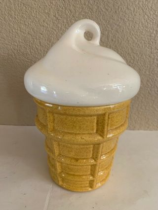 Vintage Vanilla Ice Cream Curl Cone Cookie Jar Ceramic 9.  5 " Tall