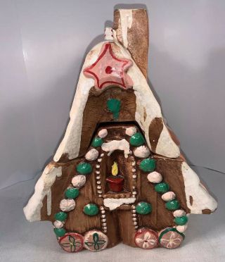 Vintage Large Ceramic Gingerbread House Cookie Jar - Hansel & Gretel Htf