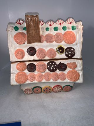 Vintage Large Ceramic Gingerbread House Cookie Jar - Hansel & Gretel HTF 3