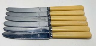 Vintage Set Of 6 Bakelite Handle 6.  5 " Firth Stainless Dessert / Butter Knives