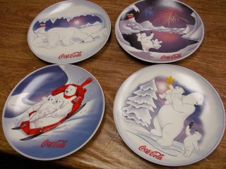 Coca Cola Plates Sakura Stoneware Set Of 4 Displayed