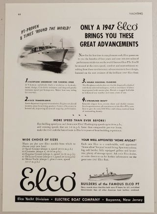 1946 Print Ad Elco Cruisers Builders Of The Famous Elco Pt Boats Bayonne,  Nj