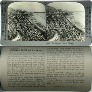 Keystone Stereoview Aerial View,  Chicago,  Illinois From 600/1200 Card Set Type A