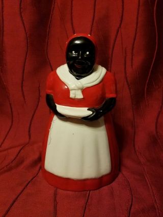 Vintage Aunt Jemima Cookie Jar Red With White Apron Unmarked Some Flaking.