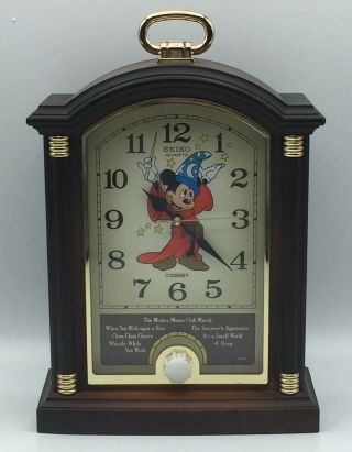 Seiko Disney Quartz Mickey Mouse Musical Alarm Mantel Clock 6 Different Songs A